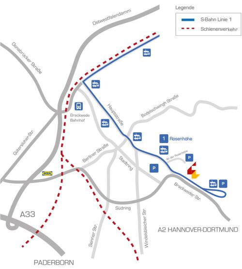Bild der Anfahrtsskizze Klinikum Bielefeld Rosenhöhe