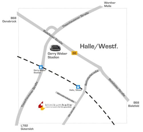 Bild der Anfahrtsskizze Klinikum Bielefeld Halle Westfalen