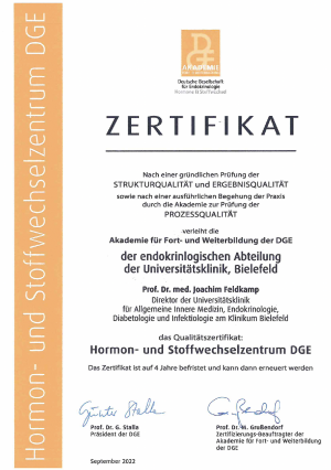 Bild Zertifikat Hormon und Stoffwechselzentrum DGE